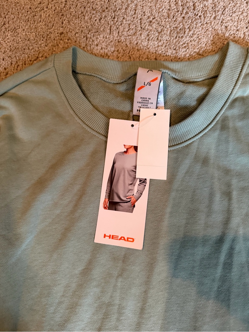 HEAD Pastel Mint Green Long Sleeve Crew - Picture 3 of 3